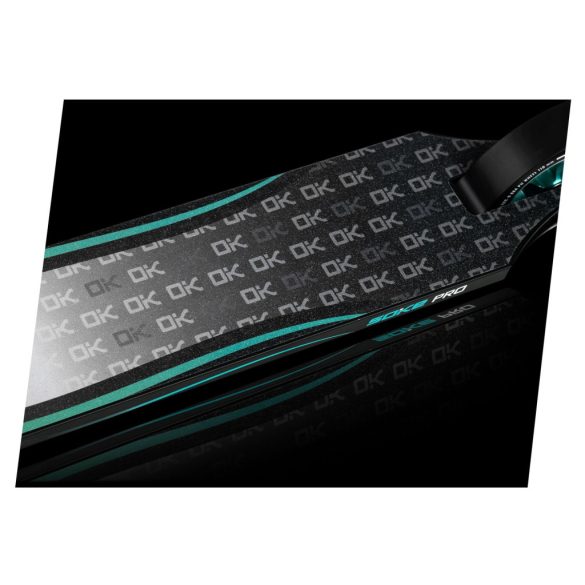 Kaszkadőr roller, SOKE PRO, türkiz, 85 cm, 11 cm 88A PU kerekek, ABEC-9 csapágy, alumínium Y kormány, HIC kompresszió, Flex Fender fék