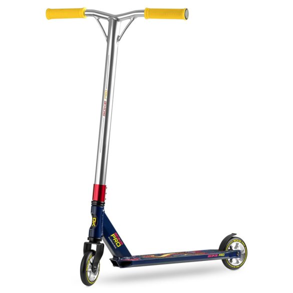 Kaszkadőr roller, SOKE PRO, sötétkék, kígyó minta, 85 cm, 11 cm 88A PU kerekek, ABEC-9 csapágy, alumínium Y kormány, HIC kompresszió, Flex Fender fék