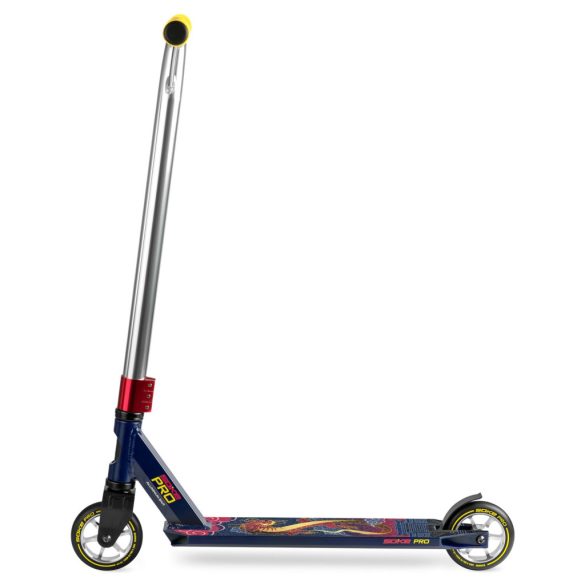 Kaszkadőr roller, SOKE PRO, sötétkék, kígyó minta, 85 cm, 11 cm 88A PU kerekek, ABEC-9 csapágy, alumínium Y kormány, HIC kompresszió, Flex Fender fék