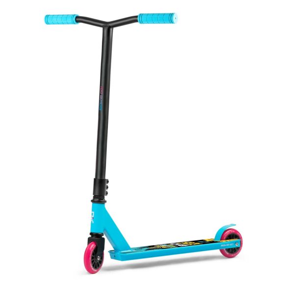 Kaszkadőr roller, SOKE GO!, türkiz, BioHazard mintás, 83 cm, 10 cm 88A PU kerekek, ABEC-9 csapágy, Y kormány, Flex Fender fék, tripla alumínium bilincs