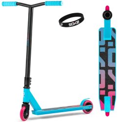   Kaszkadőr roller, SOKE GO!, türkiz, 83 cm, 10 cm 88A PU kerekek, ABEC-9 csapágy, Y kormány, Flex Fender fék, tripla alumínium bilincs