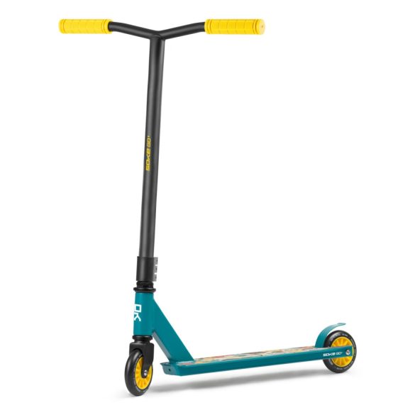 Kaszkadőr roller, SOKE GO!, sárga, 83 cm, 10 cm 88A PU kerekek, ABEC-9 csapágy, Y kormány, Flex Fender fék, tripla alumínium bilincs