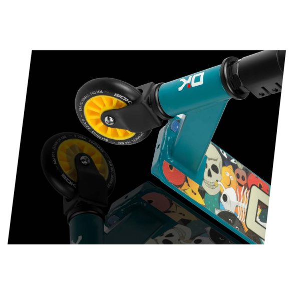 Kaszkadőr roller, SOKE GO!, sárga, 83 cm, 10 cm 88A PU kerekek, ABEC-9 csapágy, Y kormány, Flex Fender fék, tripla alumínium bilincs