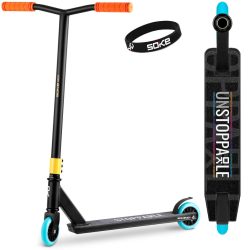   Kaszkadőr roller, SOKE GO!, narancssárga, 82 cm, 10 cm 88A PU kerekek, ABEC-9 csapágy, Y kormány, Flex Fender fék, tripla alumínium bilincs