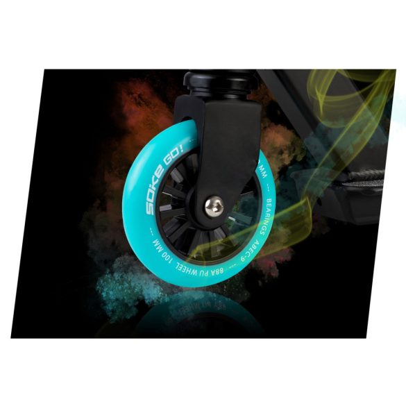 Kaszkadőr roller, SOKE GO!, narancssárga, 82 cm, 10 cm 88A PU kerekek, ABEC-9 csapágy, Y kormány, Flex Fender fék, tripla alumínium bilincs