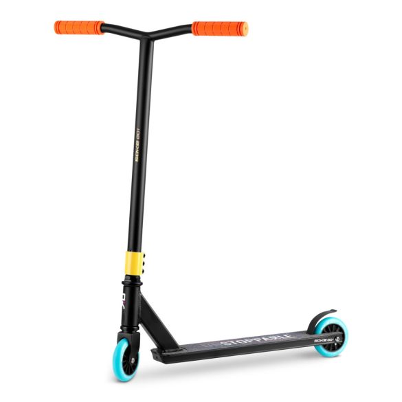 Kaszkadőr roller, SOKE GO!, narancssárga, 82 cm, 10 cm 88A PU kerekek, ABEC-9 csapágy, Y kormány, Flex Fender fék, tripla alumínium bilincs