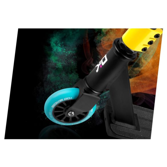 Kaszkadőr roller, SOKE GO!, narancssárga, 82 cm, 10 cm 88A PU kerekek, ABEC-9 csapágy, Y kormány, Flex Fender fék, tripla alumínium bilincs