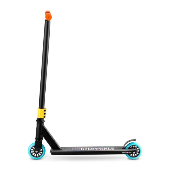 Kaszkadőr roller, SOKE GO!, narancssárga, 82 cm, 10 cm 88A PU kerekek, ABEC-9 csapágy, Y kormány, Flex Fender fék, tripla alumínium bilincs