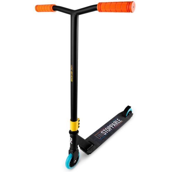Kaszkadőr roller, SOKE GO!, narancssárga, 82 cm, 10 cm 88A PU kerekek, ABEC-9 csapágy, Y kormány, Flex Fender fék, tripla alumínium bilincs