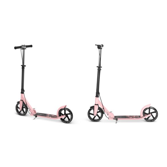 Klasszikus roller, SOKE City, rózsaszín, összecsukható, 20 cm 88A PU kerekek, ABEC-9 csapágy, kézi és lábfék, állítható magasság, maximum 100 kg