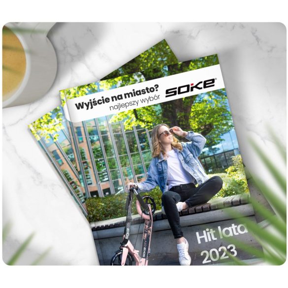 Klasszikus roller, SOKE City, rózsaszín, összecsukható, 20 cm 88A PU kerekek, ABEC-9 csapágy, kézi és lábfék, állítható magasság, maximum 100 kg