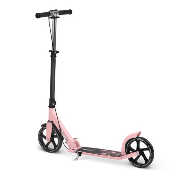 Klasszikus roller, SOKE City, rózsaszín, összecsukható, 20 cm 88A PU kerekek, ABEC-9 csapágy, kézi és lábfék, állítható magasság, maximum 100 kg