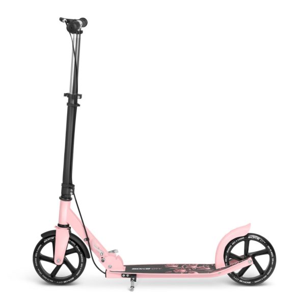 Klasszikus roller, SOKE City, rózsaszín, összecsukható, 20 cm 88A PU kerekek, ABEC-9 csapágy, kézi és lábfék, állítható magasság, maximum 100 kg