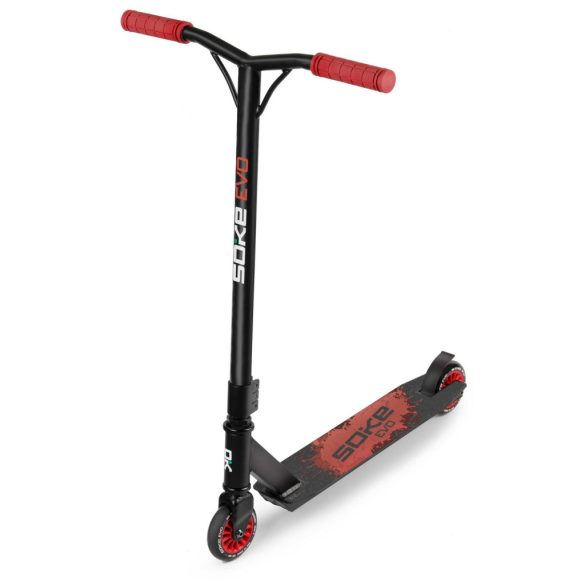 Klasszikus roller, SOKE EVO, piros, 83 cm, 10 cm 88A PU kerekek, ABEC-9 csapágy, HIC kompresszió, integrált kormánycsapágy, Y kormány, max. 100 kg