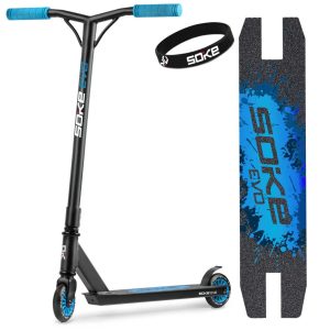Klasszikus roller, SOKE EVO, kék, 83 cm, 10 cm 88A PU kerekek, ABEC-9 csapágy, HIC kompresszió, integrált kormánycsapágy, Y kormány, max. 100 kg