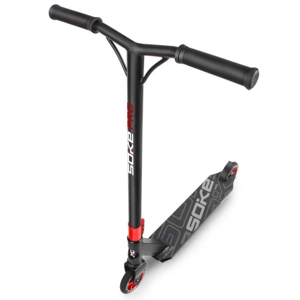 Kaszkadőr roller, SOKE PRO, piros, 85 cm, 11 cm 88A PU kerekek, ABEC-9 csapágy, HIC kompresszió, Y kormány, max. 100 kg