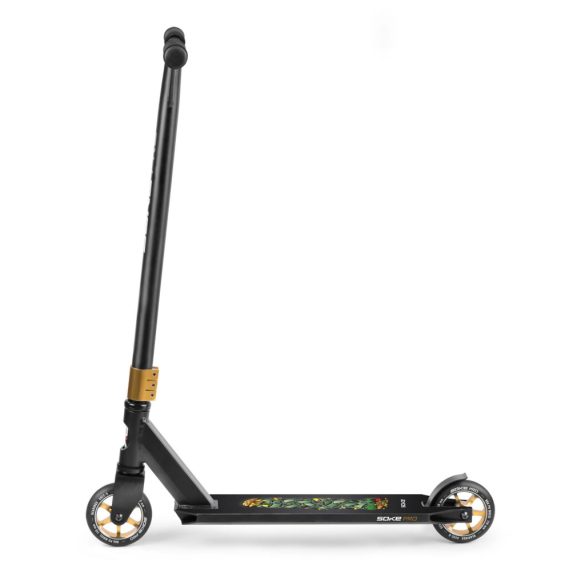 Kaszkadőr roller, SOKE PRO, arany, mintás, 85 cm, 11 cm 88A PU kerekek, ABEC-9 csapágy, HIC kompresszió, Y kormány, max. 100 kg