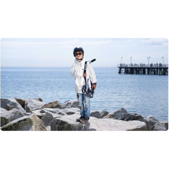 Klasszikus roller, SOKE City, szürke, összecsukható, 20 cm 88A PU kerekek, ABEC-9 csapágy, kézi és lábfék, állítható magasság, maximum 100 kg