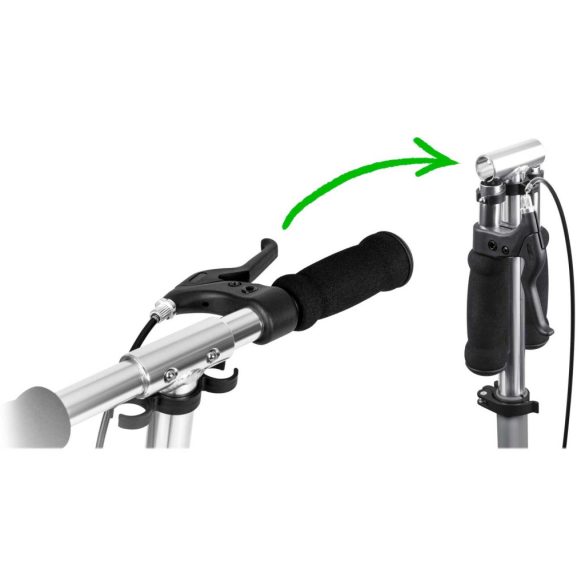 Klasszikus roller, SOKE City, szürke, összecsukható, 20 cm 88A PU kerekek, ABEC-9 csapágy, kézi és lábfék, állítható magasság, maximum 100 kg