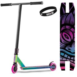   Kaszkadőr roller, SOKE EVO Street, neokróm, 85 cm, 10 cm 88A PU kerekek, ABEC-9 csapágy, Flex Fender fék, T kormány, max. 100 kg