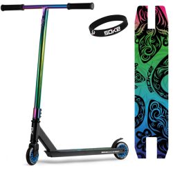   Kaszkadőr roller, SOKE EVO Street, fekete, 83 cm, 10 cm 88A PU kerekek, ABEC-9 csapágy, 360°-ban forgó T kormány, Flex Fender fék, maximum 100 kg