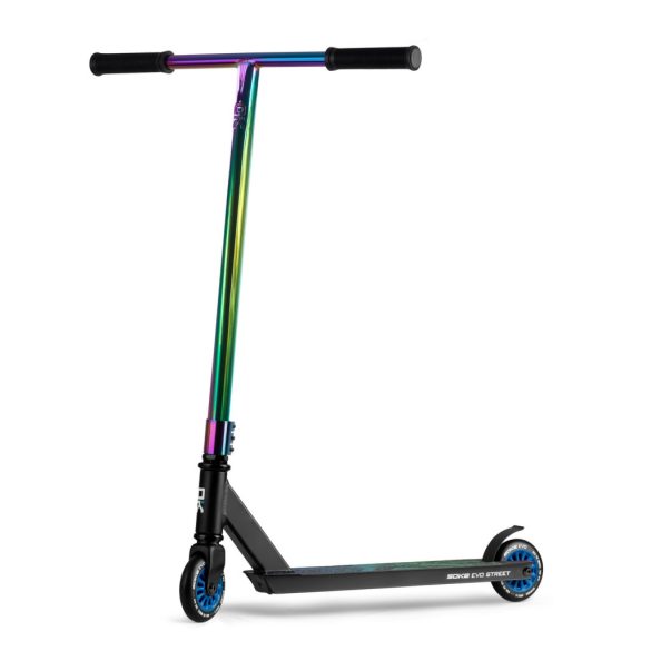 Kaszkadőr roller, SOKE EVO Street, fekete, 83 cm, 10 cm 88A PU kerekek, ABEC-9 csapágy, 360°-ban forgó T kormány, Flex Fender fék, maximum 100 kg