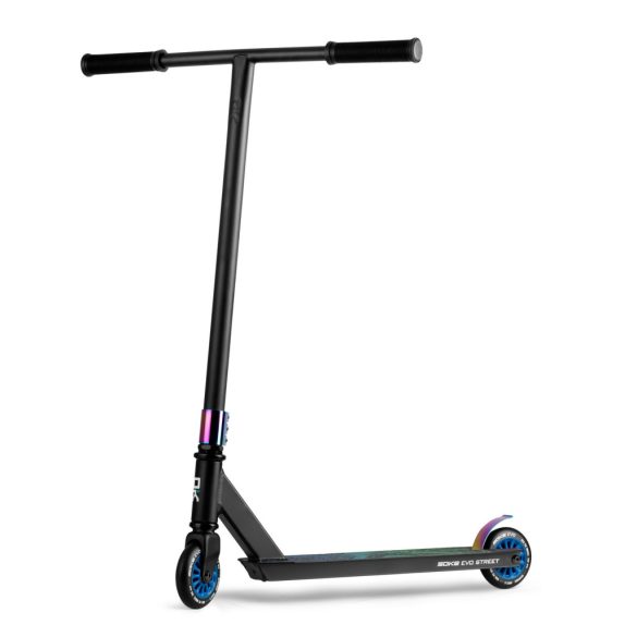 Kaszkadőr roller, SOKE EVO Street, fekete, 85 cm, 10 cm 88A PU kerekek, ABEC-9 csapágy, Flex Fender fék, T kormány, max. 100 kg