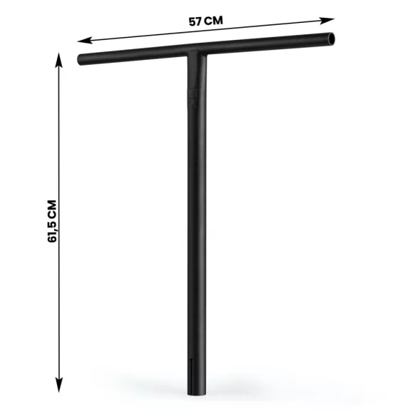 Kaszkadőr roller kormány, SOKE, fekete, T alak, 57 cm széles, 61,5 cm magas, krómozott acél, HIC / SCS kompatibilis