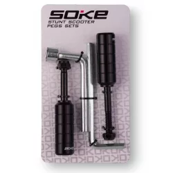   Roller csapszeg szett, SOKE P1, fekete, 2 db, 2 cm átmérő, 6 cm hossz, szerelőkulcsokkal, SOKE villákkal és deckekkel kompatibilis