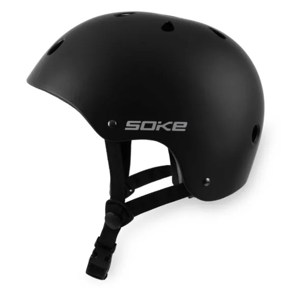 Védősisak, SOKE K1, XS (48–50 cm), matt fekete, ABS héj és 15-20mm EPS bélés, EN 1078 minősítés, állítható