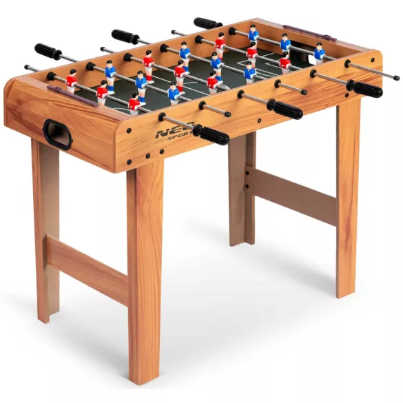 Csocsóasztal, Neo-Sport NS-802, zöld, 70 x 37 x 62 cm, fa, 18 játékos, 2 db labda, 6 krómozott rúd, csúszásgátló fogantyúk, kézi számláló