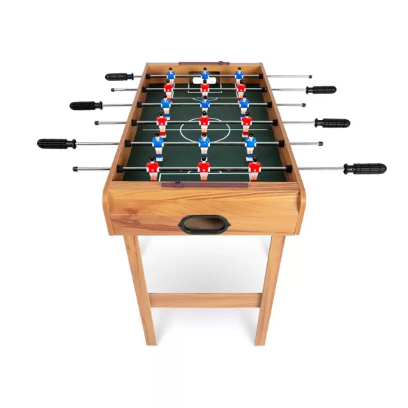 Csocsóasztal, Neo-Sport NS-802, zöld, 70 x 37 x 62 cm, fa, 18 játékos, 2 db labda, 6 krómozott rúd, csúszásgátló fogantyúk, kézi számláló