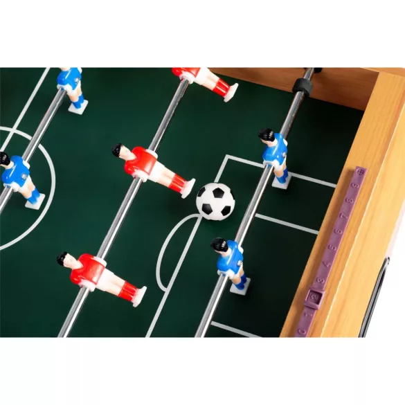 Csocsóasztal, Neo-Sport NS-802, zöld, 70 x 37 x 62 cm, fa, 18 játékos, 2 db labda, 6 krómozott rúd, csúszásgátló fogantyúk, kézi számláló