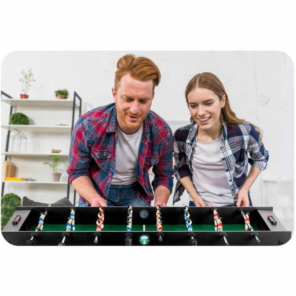 Csocsóasztal, Neo-Sport NS-803, zöld/fekete, 120 x 60 x 80 cm, összecsukható, MDF játéktér, 22 játékos, 2 labda, 8 krómozott rúd, csúszásgátló fogantyúk, kézi számláló