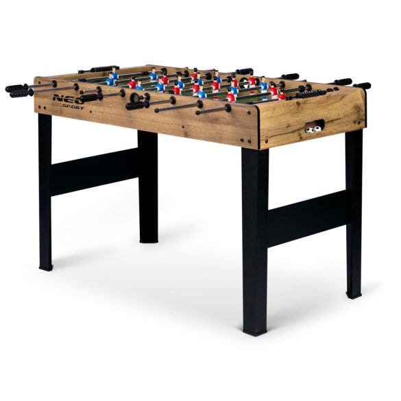 Csocsóasztal, Neo-Sport NS-805, zöld/fa, 115 x 60 x 78 cm, állítható lábak, 22 játékos, 3 labda, 8 krómozott rúd, csúszásgátló fogantyúk, kézi számláló