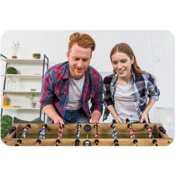 Csocsóasztal, Neo-Sport NS-805, zöld/fa, 115 x 60 x 78 cm, állítható lábak, 22 játékos, 3 labda, 8 krómozott rúd, csúszásgátló fogantyúk, kézi számláló