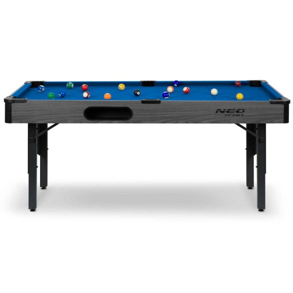 Biliárdasztal, Neo-Sport NS-809, kék, 178 x 95 x 80 cm, állítható lábak, 16 db golyó, 2 dákó 92 cm, 1 háromszög, 2 kréta