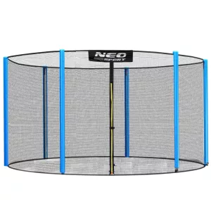 Trambulin külső védőháló, Neo-Sport 1811, átmérő: 252 cm, magasság: 180 cm, 6 oszlophoz, polietilén, cipzáras bejárat