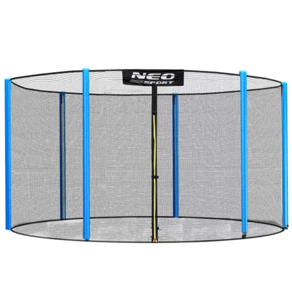 Trambulin külső védőháló, Neo-Sport 1811, átmérő: 252 cm, magasság: 180 cm, 6 oszlophoz, polietilén, cipzáras bejárat