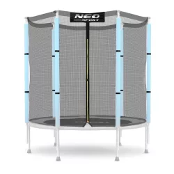   Trambulin külső védőháló, Neo-Sport, átmérő: 140 cm, magasság: 145 cm, 6 oszlophoz, polietilén, cipzáras bejárat