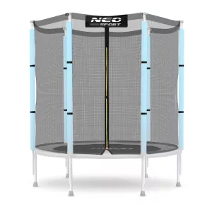 Trambulin külső védőháló, Neo-Sport, átmérő: 140 cm, magasság: 145 cm, 6 oszlophoz, polietilén, cipzáras bejárat