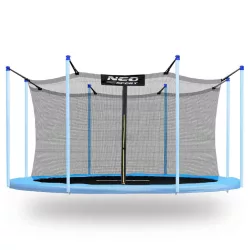   Trambulin belső védőháló, Neo-Sport 1823, átmérő: 374 cm, magasság: 180 cm, 8 oszlophoz, polietilén, cipzáras bejárat