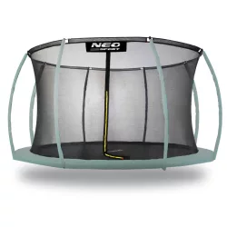   Trambulin belső védőháló, Neo-Sport, átmérő: 374 cm, magasság: 180 cm, 8 oszlophoz, polietilén, cipzáras bejárat