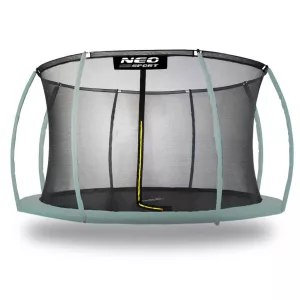 Trambulin belső védőháló, Neo-Sport, átmérő: 374 cm, magasság: 180 cm, 8 oszlophoz, polietilén, cipzáras bejárat