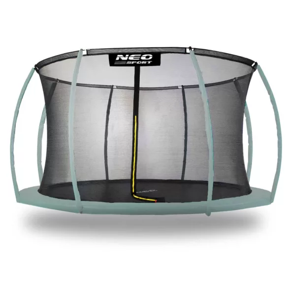 Trambulin belső védőháló, Neo-Sport, átmérő: 374 cm, magasság: 180 cm, 8 oszlophoz, polietilén, cipzáras bejárat