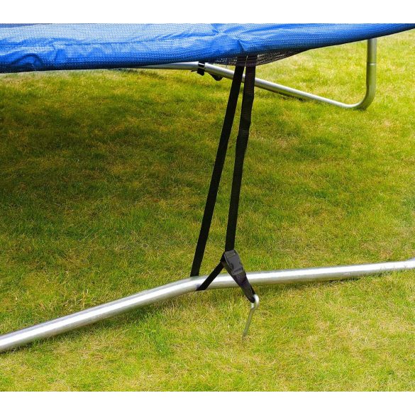 Trambulin rögzítőkészlet, Neo-Sport 1860, 3 részes, kerti trambulinokhoz, talajba csavarható horgonyok, 24 cm horgonyok, 200 cm hevederek