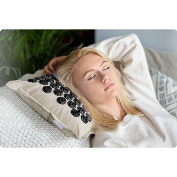 Akupresszúrás szőnyeg, Neo-Sport NS-902, szürke-fekete, 3 részes készlet, 70 × 44 × 3,0 cm + 30,5 × 44 × 3 cm, párnával, hordtáskával, levehető huzat, 316 db korong