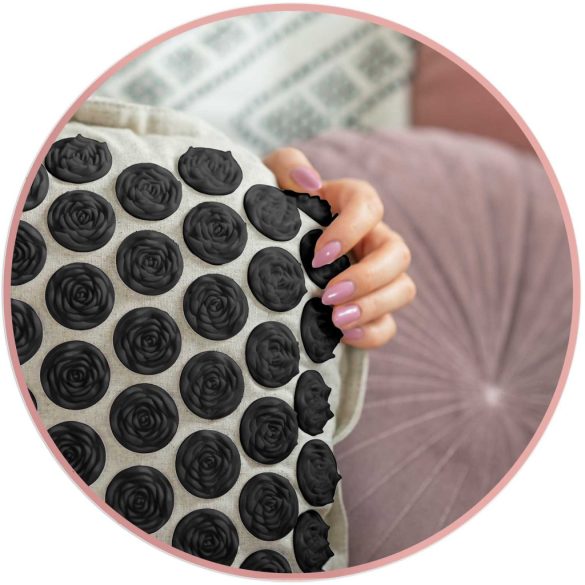 Akupresszúrás szőnyeg, Neo-Sport NS-902, szürke-fekete, 3 részes készlet, 70 × 44 × 3,0 cm + 30,5 × 44 × 3 cm, párnával, hordtáskával, levehető huzat, 316 db korong