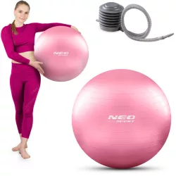   Fitnesz labda, Neo-Sport NS-950, rózsaszín, 55 cm, pukkanásgátló rendszer, csúszásmentes felület, PVC, pumpával (TE195000)