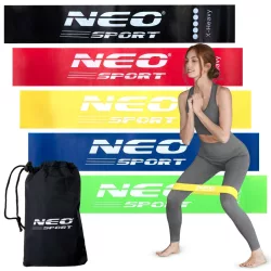   Ellenállásos gumiszalag készlet, Neo-Sport NS-959, 5 db, csúszásmentes felület, különböző erősség (5-14 kg), otthoni edzéshez (TE195900)